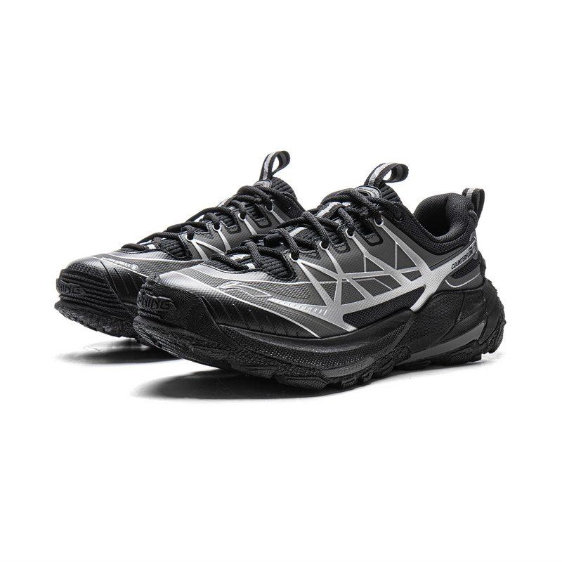 Li Ning Outdoor CF Tracing, Yijie 2.0 TPU Low Top Hiking Shoes Unisex Black Silver AHTV039-2