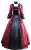 Vestido Longo Gótico Lolita com Aristocrático Perfeito para Palco e Fantasia Autêntica de Cosplay para Mulheres com Armação de Saia Vinho [Hosaku Co., Ltd.] Decote U,