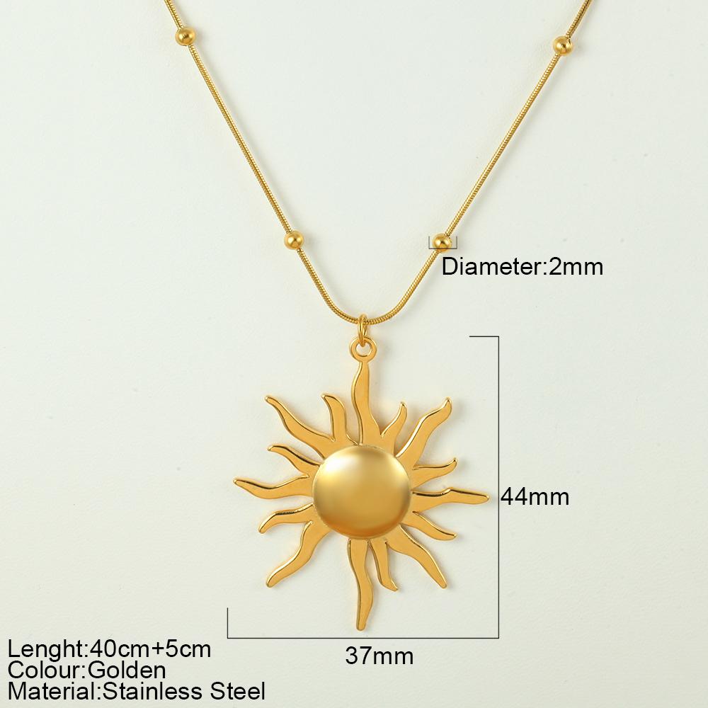 Stainless Steel Pendant Necklace for Women Spring buckle chain Sun Pendants women's Stainless Steel Zircon Birthday Gift trend