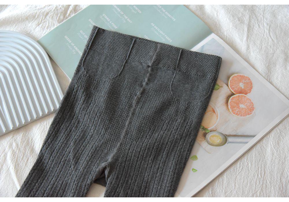 Cremeweiß Hohe Taille Haferflocken Lolita Zopfmuster Strumpfhose - Plus Samt Dick, Bauchkontroll-Leggings für Herbst/Winter