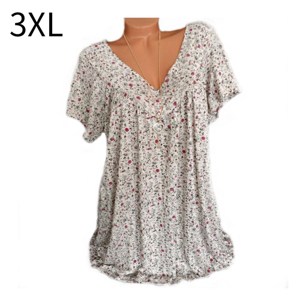 Women T-shirt V Neck Short Sleeve Top Printed Casual Summer T Shirt