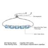 925 Sterling Silver Bracelet  Adjustable Oval Cut Created  Sky Blue Topaz for Women Charm Gemstone Party  Birthday Fine Jewelry