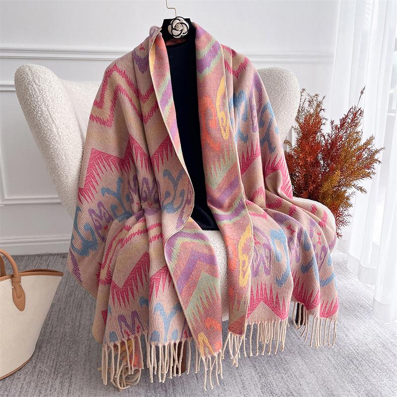 Fashion Cat Pattern Cashmere Warm Scarf New Design Pashmina Winter Warm Shawl Wraps Bufanda with Tassel Blanket Poncho Stoles
