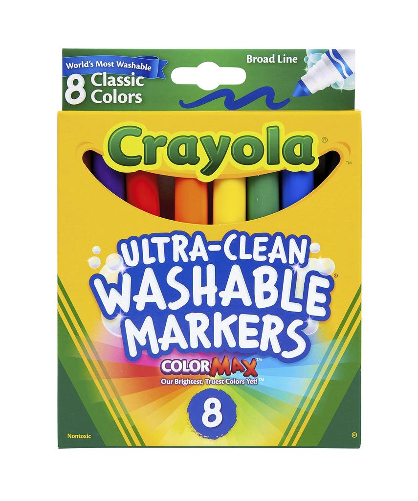 Crayola Marker 8 Classic Bold Product Number 587808 Water-Removable Pens, Colors, Tip, Authentic,