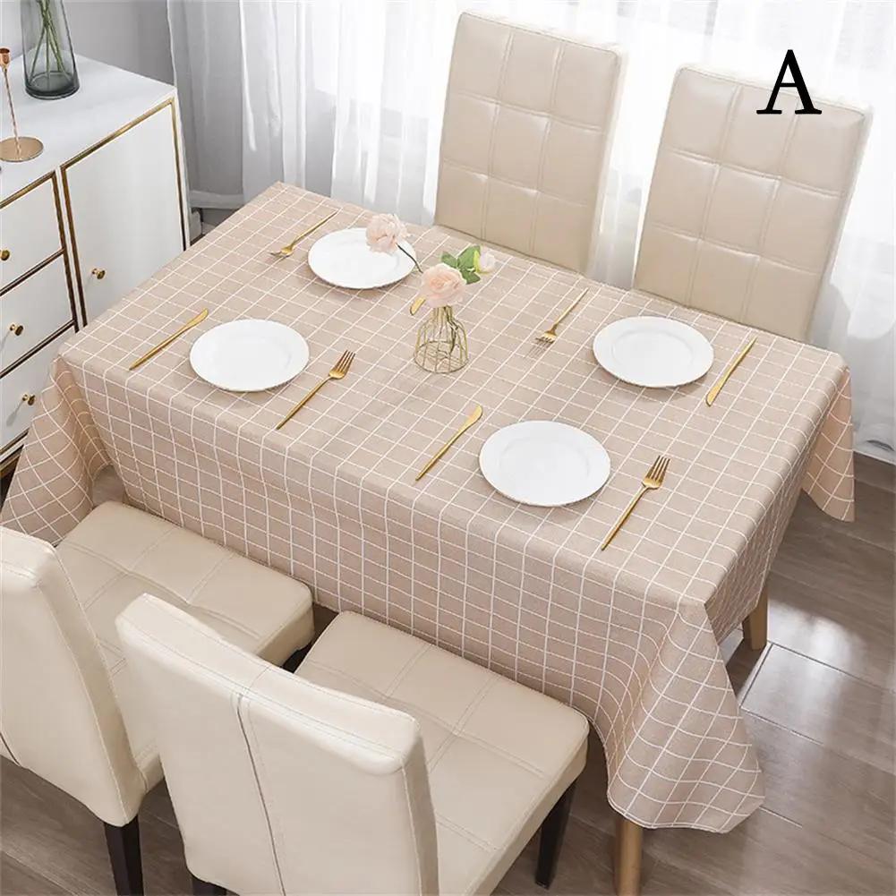 Checkered Tablecloth No Wash Waterproof Oil Dust Prevention Table Dining Cloth Checkered Coffee Mat Table Y9H7