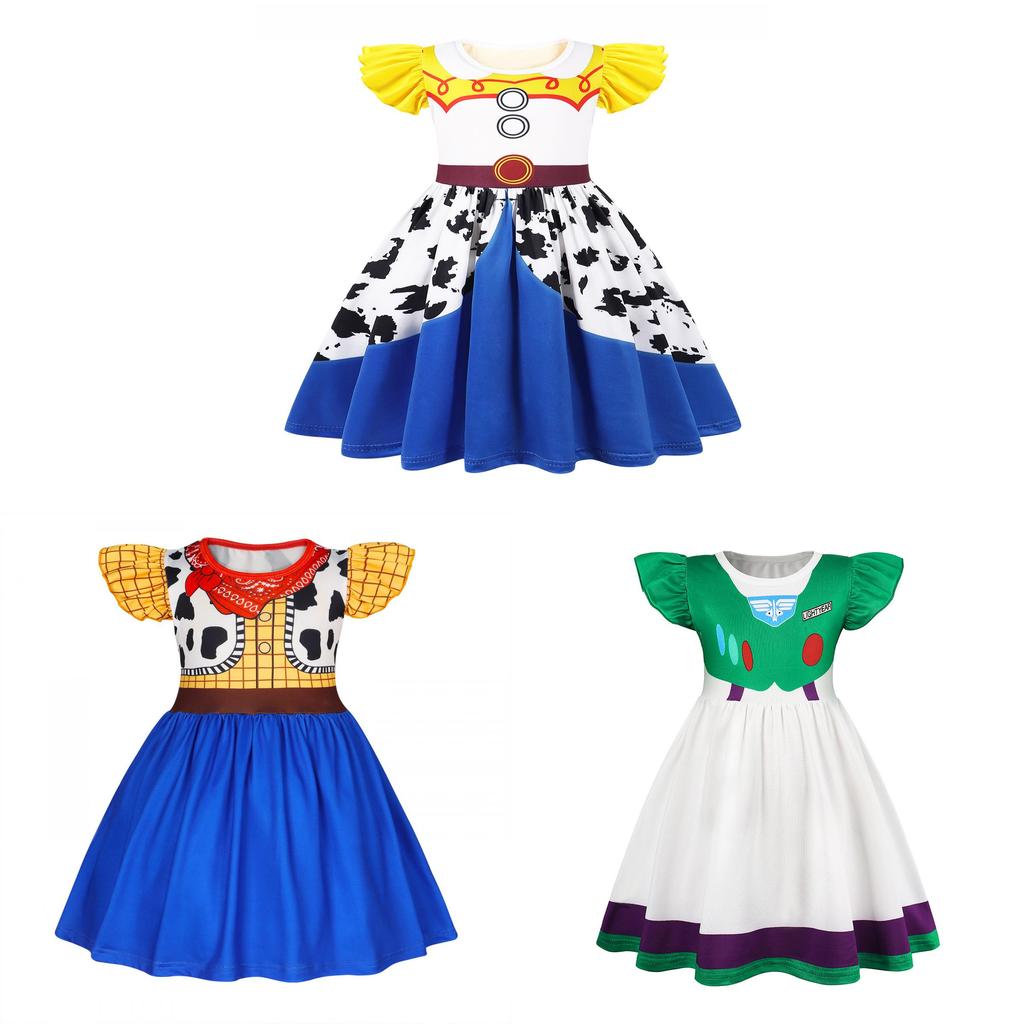 Toy Story Woody And Buzz Lightyear Cosplay Princess Dress For Kids 3-8 Years