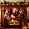 Festive Holiday Gift Holders 18 Inch Large Christmas Stockings, 3D Santa/Snowman/Reindeer Xmas Hanging Socks, Non-woven Decorative Stocking