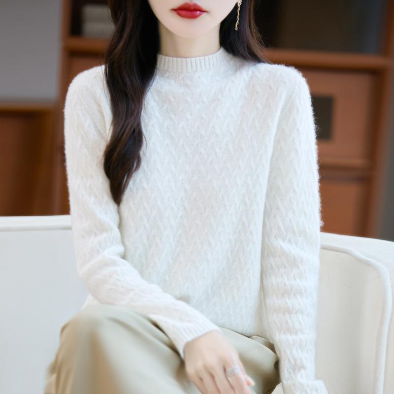Women's Cashmere Sweater Qinghe Cashmere 30% Cashmere 70% Wool Autumn and Winter Pullover Warm and Fashionable