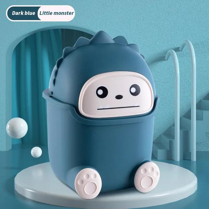 

1 шт. мультяшный настольный мусорный бак, милый мусорный бак с крышкой, настольный маленький мусорный бак для спальни, дома, легко моется, портативный ящик