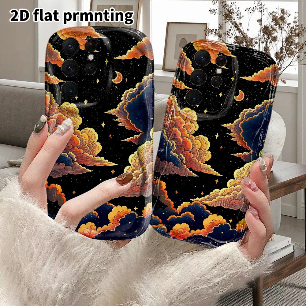 Phone Case: 2D Flat Samsung Galaxy A34 A35 M05 M06 S20 S22 S21 FE Plus 5G Protective Case, Couple Style, Cloud Pattern Starry Sky, Christmas and Hallo