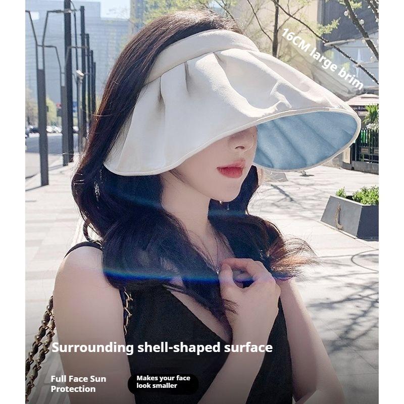 Sommer Sonnenhut für Damen mit Muscheln, UV-Schutzhut für Damen, Große Krempe