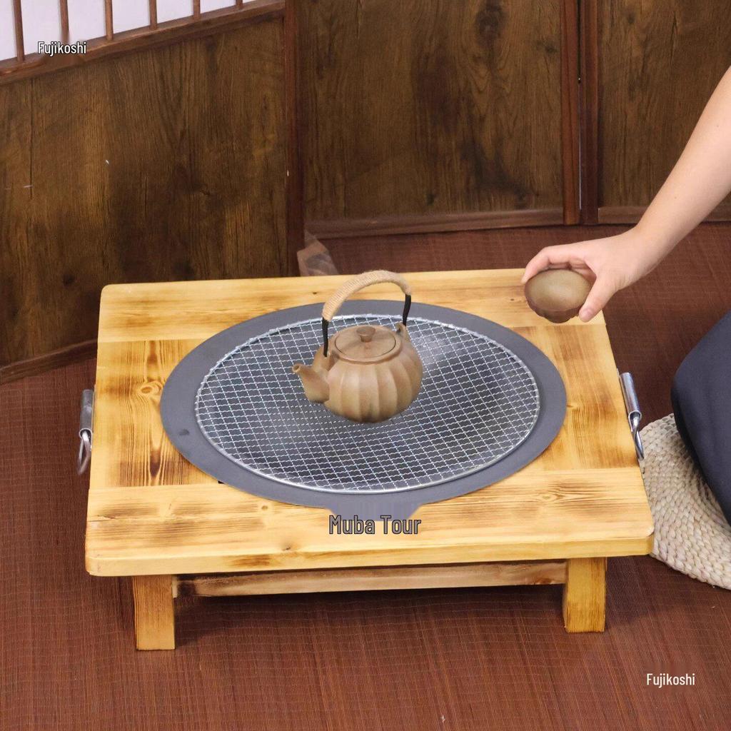 Thick Solid Wood Fire Pit: Old-Fashioned Cast Iron Brazier & Barbecue Stove for Cooking, Tea, & Winter Heating