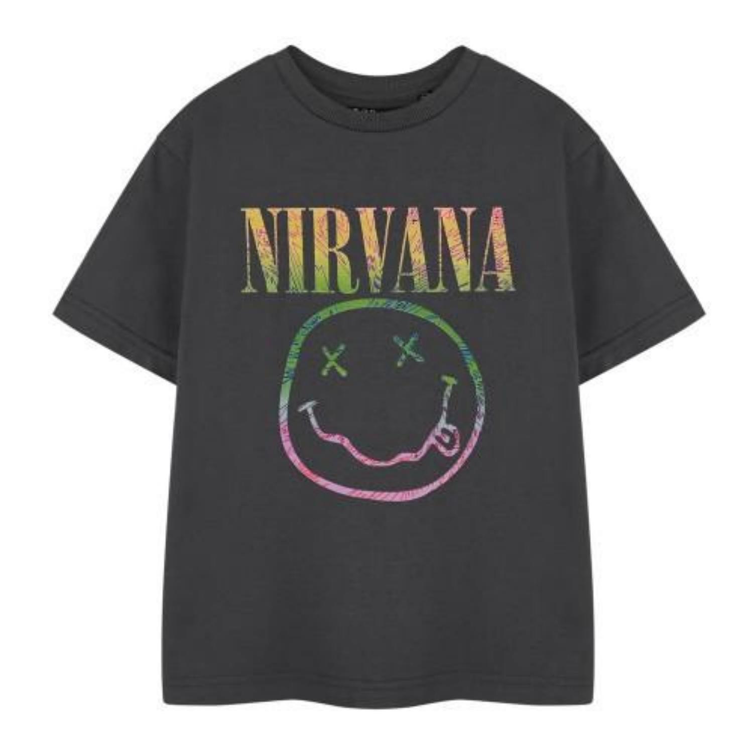 Nirvana Childrens_Kids Rainbow Logo Short-Sleeved T-Shirt S чёрный