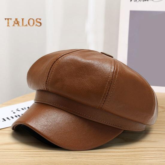 Ženy Jaro Léto Baret Retro Jednobarevné Umělá kůže Krátký okraj Dekorativní Ochrana proti slunci Anti-UV Prodyšný Lady Painter Klobouk Unisex osmihranná čepice