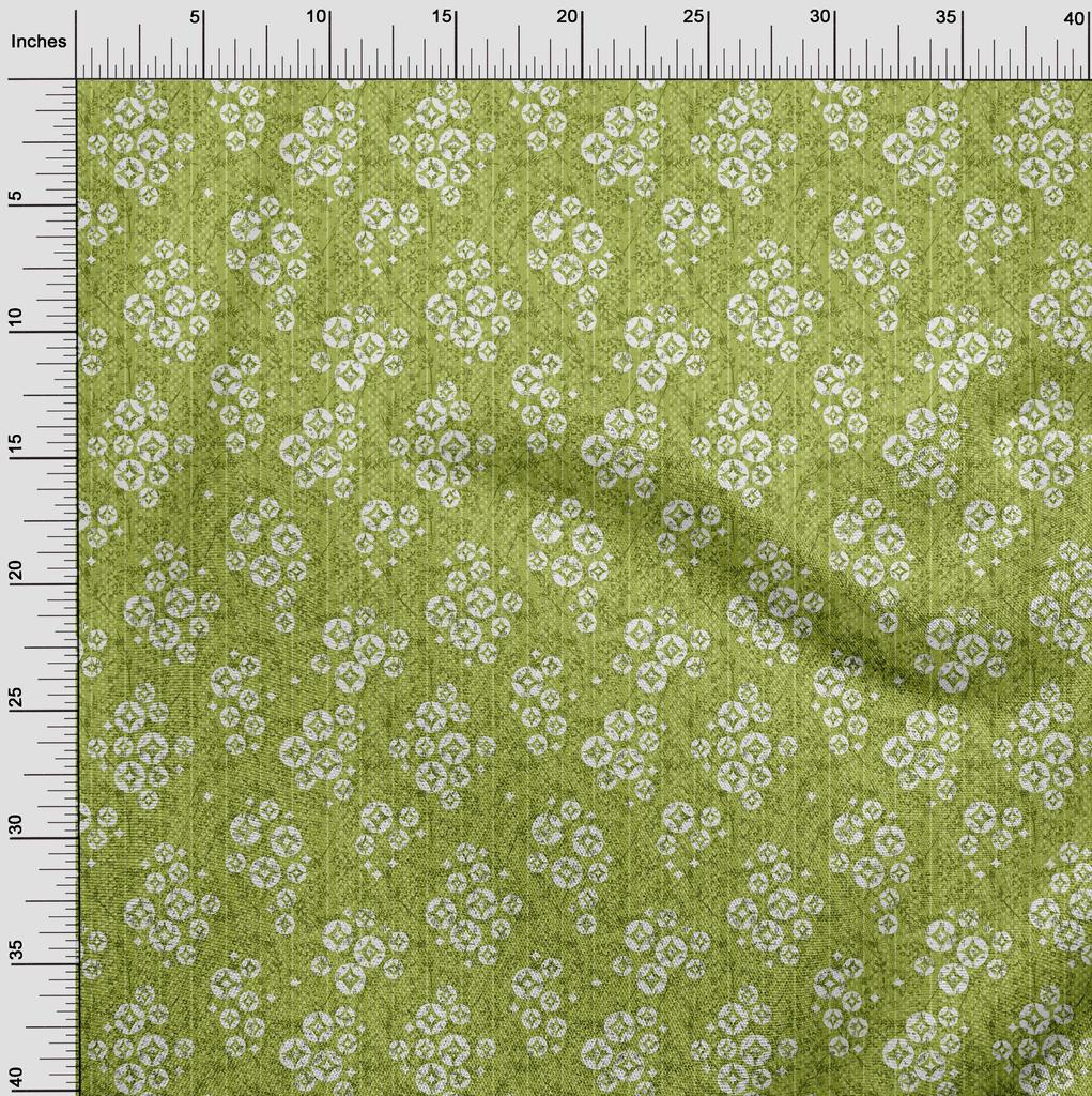oneOone Cotton Flex Light Green Fabric Geometric & Floral Texture Diy Clothing Quilting Fabric Print Fabric By Yard 40 Inch