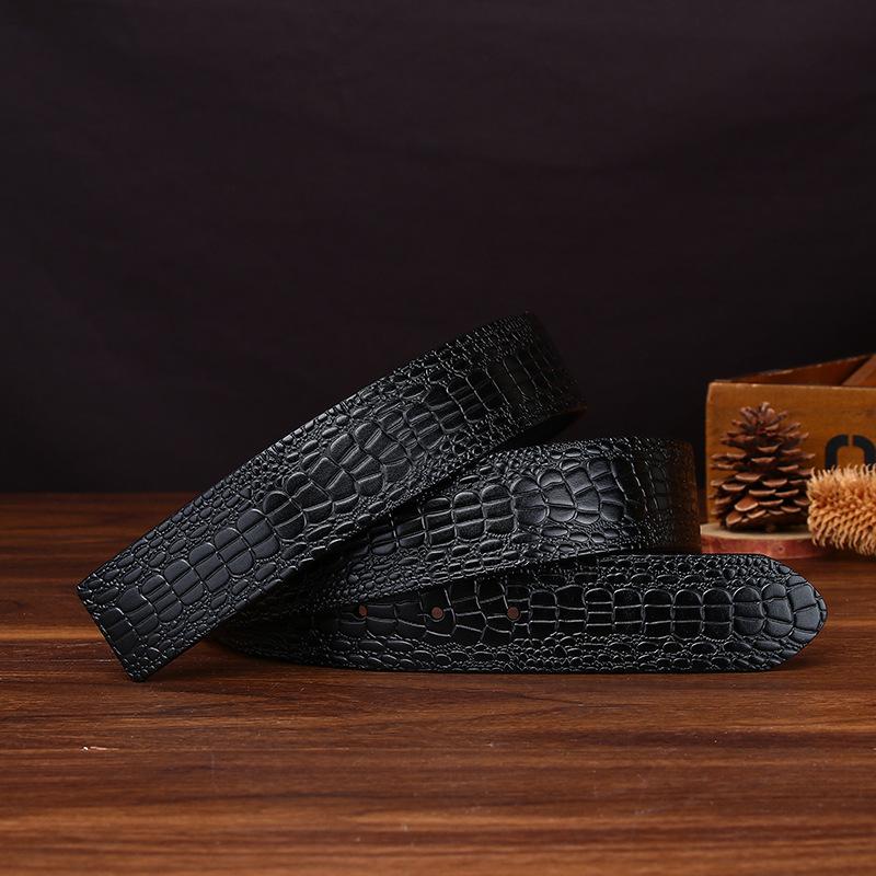 Headless Belt Men'S Genuine Leather First Layer Cowhide Belt Strip Trend No Buckle Smooth Buckle Belt Plate Buckle Belt No Buckle Head