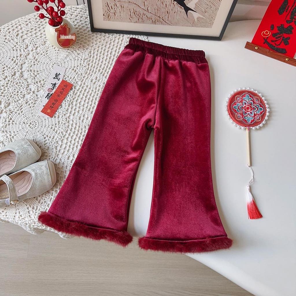 New Winter Arrival: Baby Girls' Chinese Style Fleece-Lined Vest & Long Pants Set - AWB138.