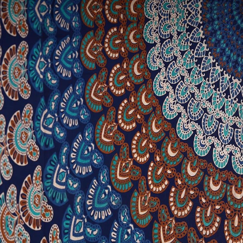 Bless International Beautiful Indian Bohemian Psychedelic Hippie Tree of Life Window Curtain Panels for Bedroom, Living(Blue White Mandala)