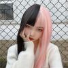 2 Kolory Cosplay Długa Prosta Peruka z Grzywką dla Kobiet