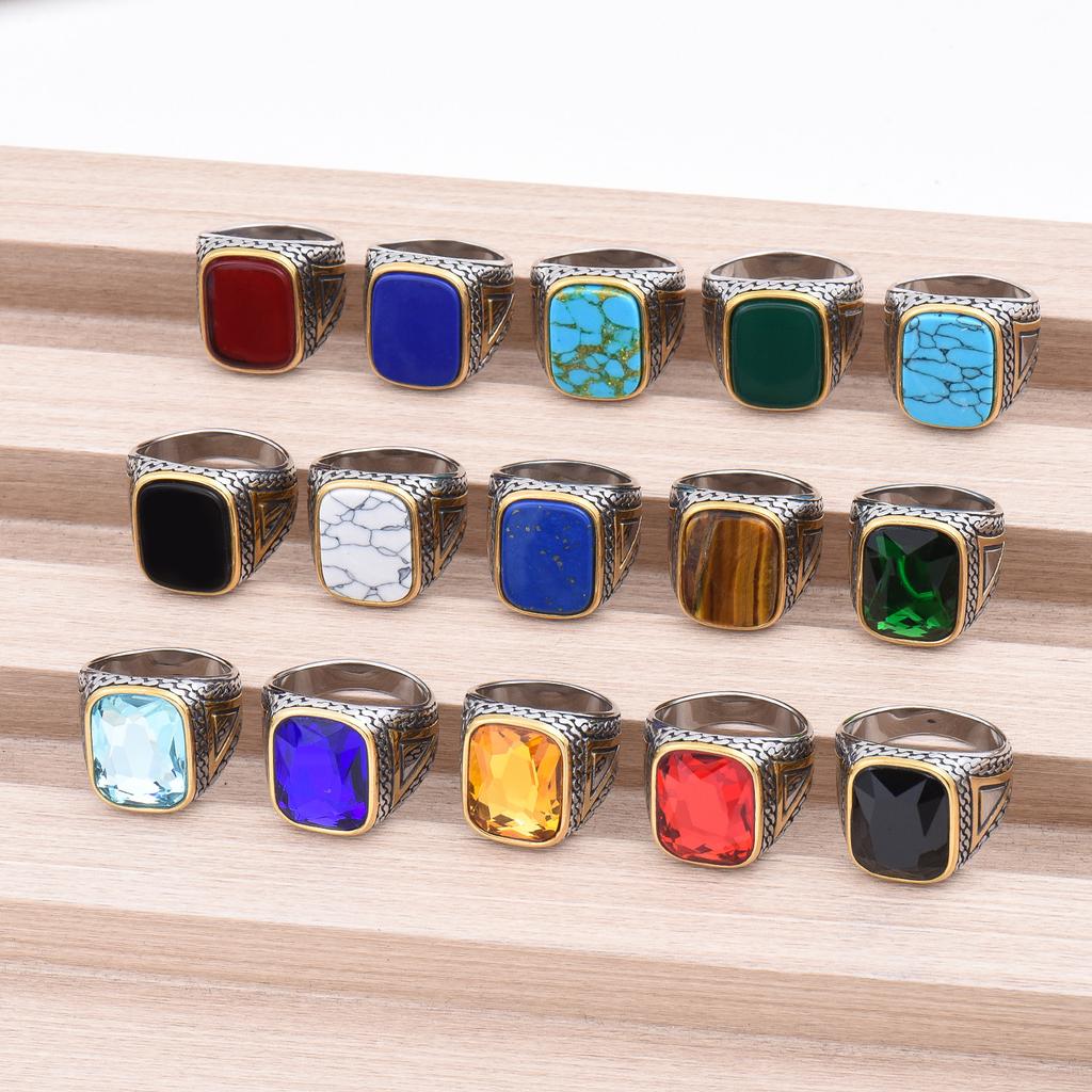 R3427 Men's High Quality 316L Stainless Steel Variety Onyx Rings  Trend Jewelry