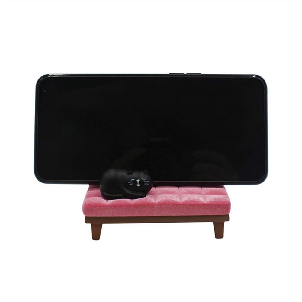 Watching TV Hands-Free Craft Decor Resin Desktop Stand Phone Holder Pink Sofa Cat Phone Supports