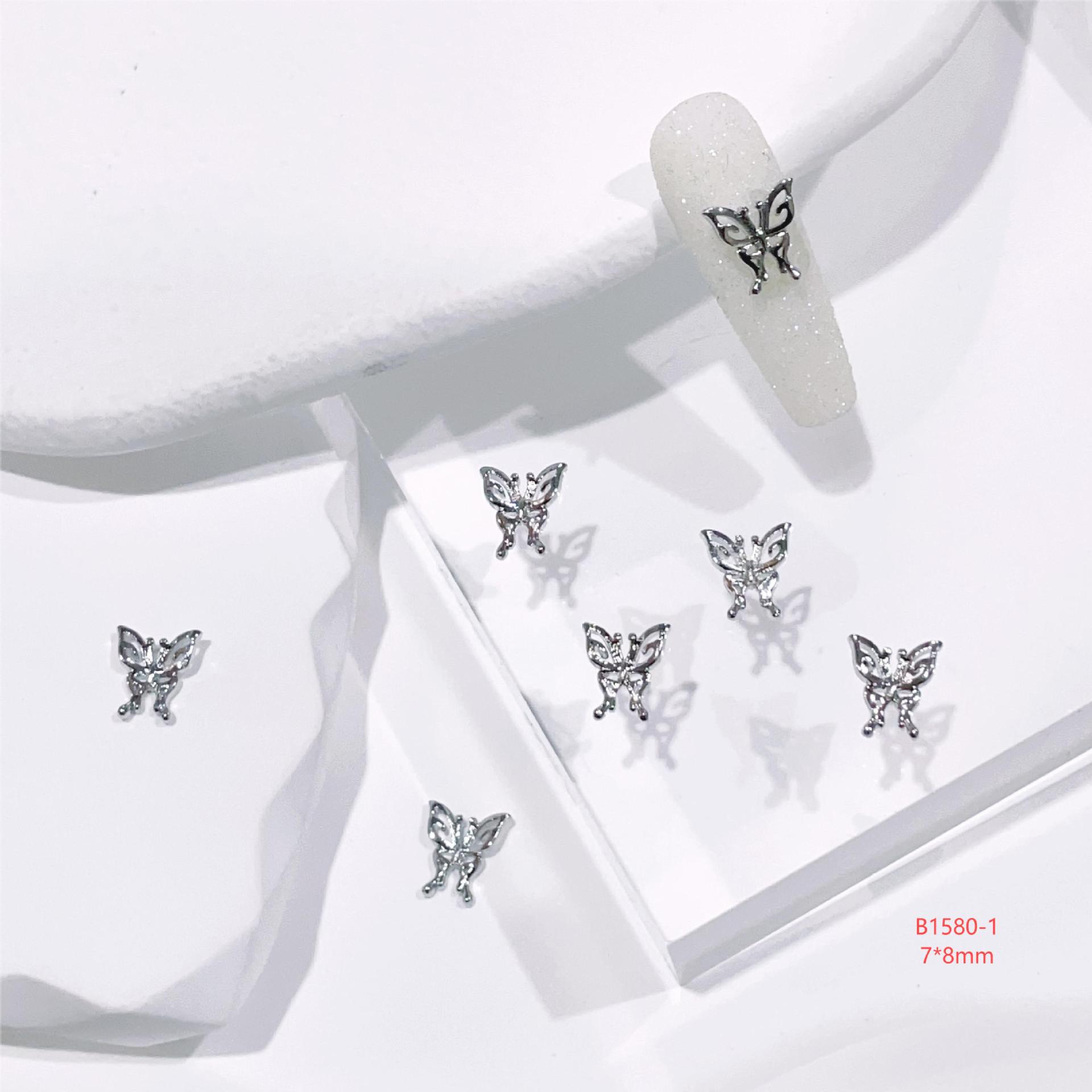 

LZ Luxury Sparkly Butterfly Design DIY Press-on Nails with Zircon Ornaments