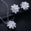 Ki0006 High-End Super Flash Zircon Flower Earrings Necklace Two-Piece Set, Trendy Small Set