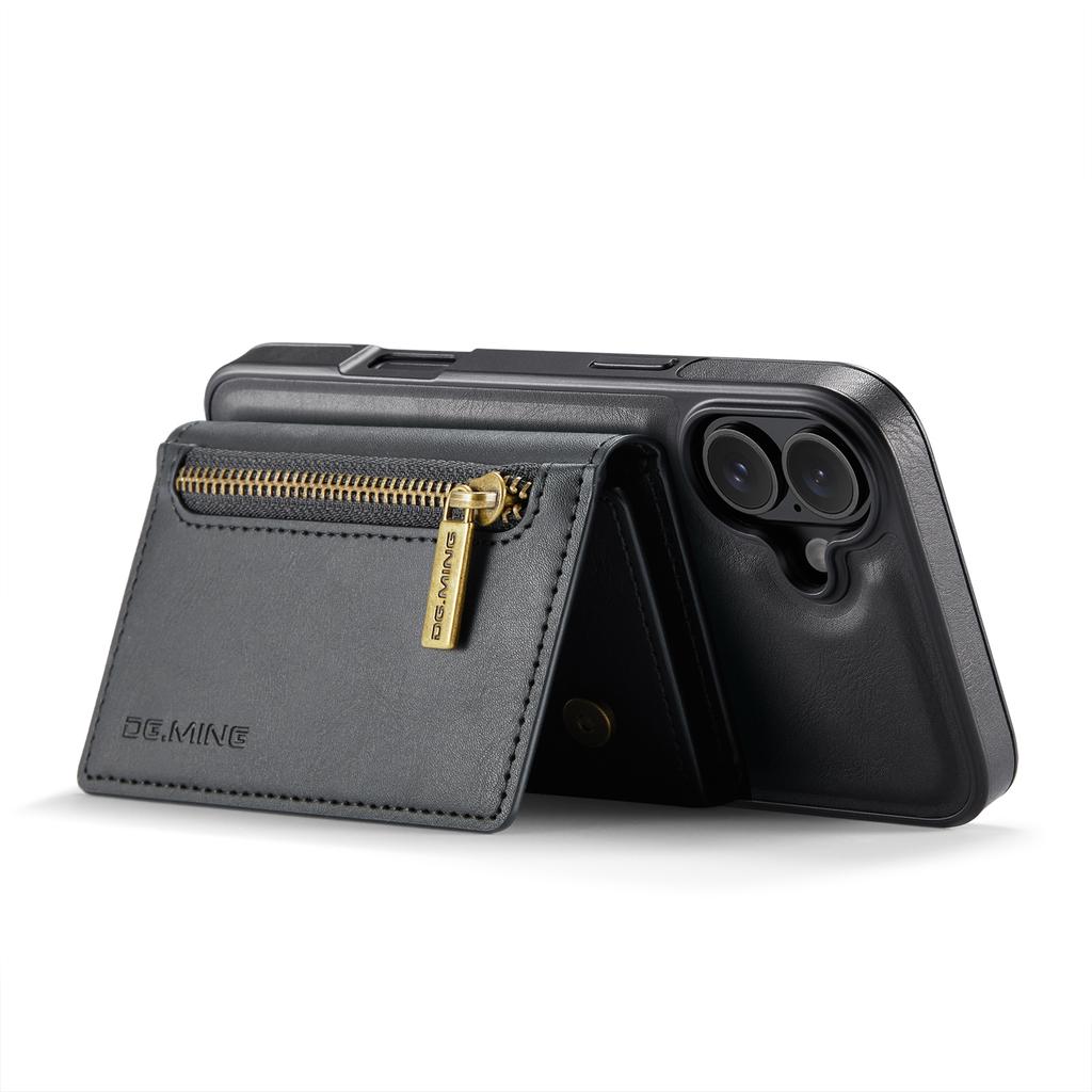DG.MING M5 Series For iPhone 16 Case Detachable Magnetic Leather Phone Cover with Card Slots