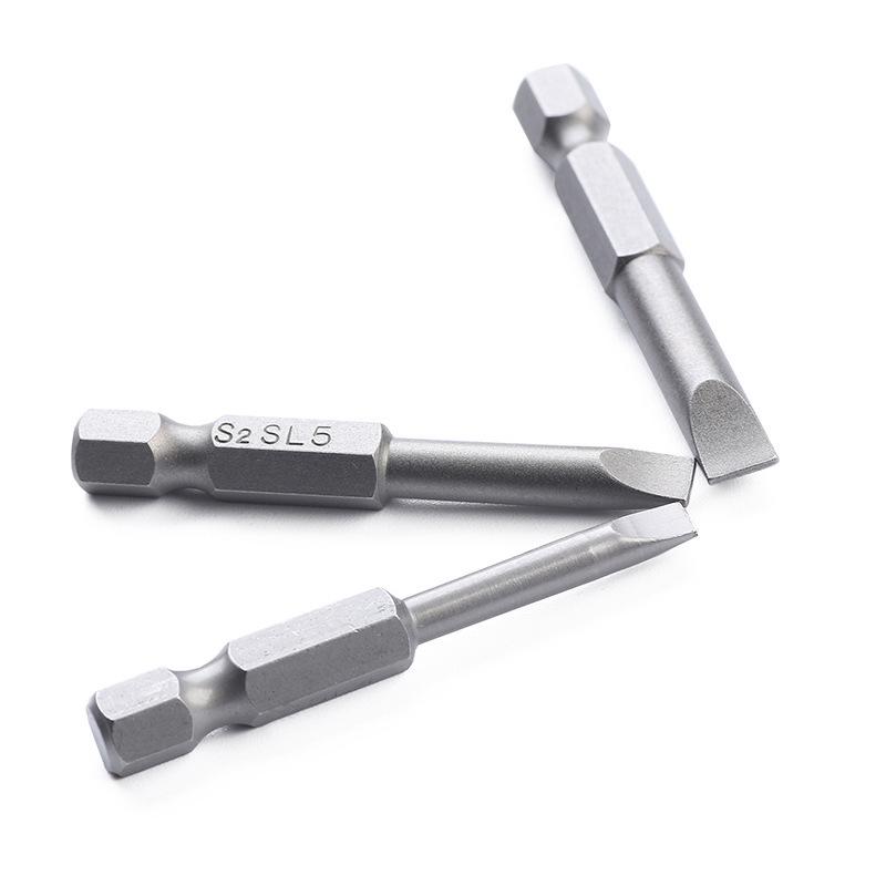 S2 Alloy Steel 6PC 50mm Flat Head 2.0-6.0mm Slotted Screwdriver Bits