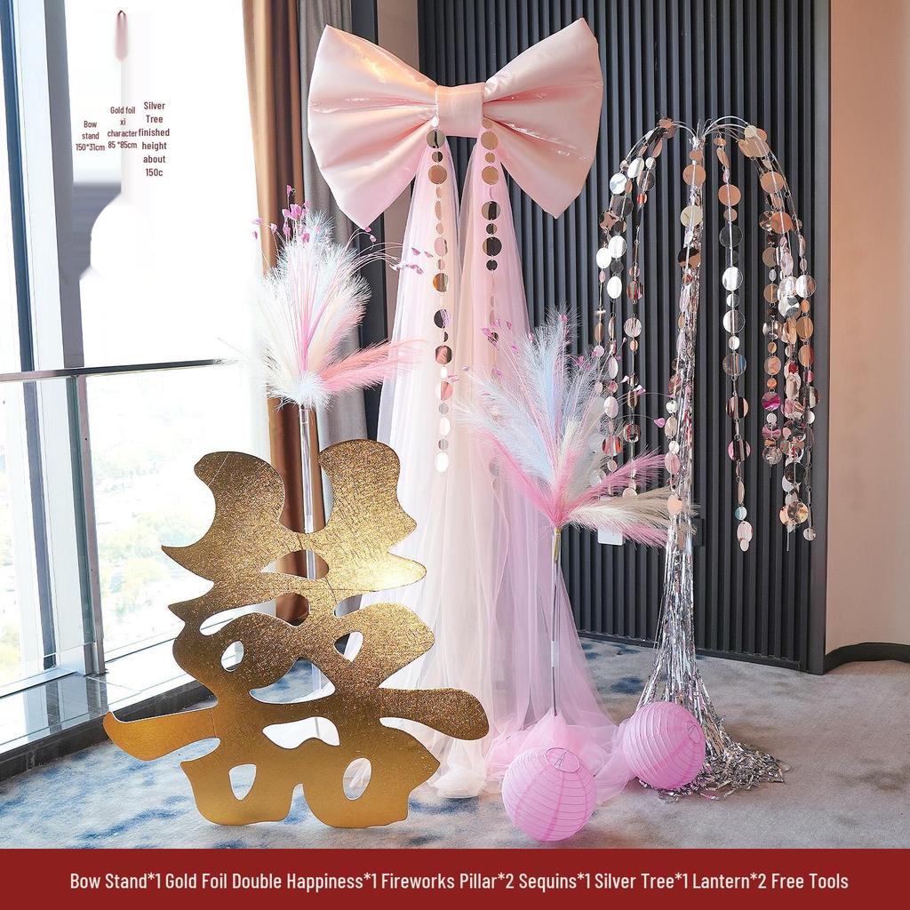 Wedding Decoration Set: Bridal Room, Engagement Banquet, Double Happiness & Large Bow