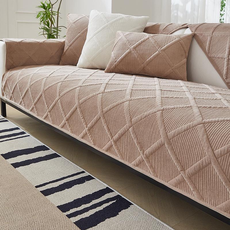 French Style Cotton Velvet Sofa Cushion Four Seasons Universal Non-Slip Leather Sofa Cover Cloth Universal Plush Cover Cover