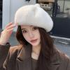Women Fluffy Fur Beret Cap Solid Color Plush Warm Octagonal Hat For Lady Female Casual Anti-Cold Mink Velvet Pumpkin Hats