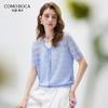 Women's Linen Blend Short Sleeve Knit Cardigan