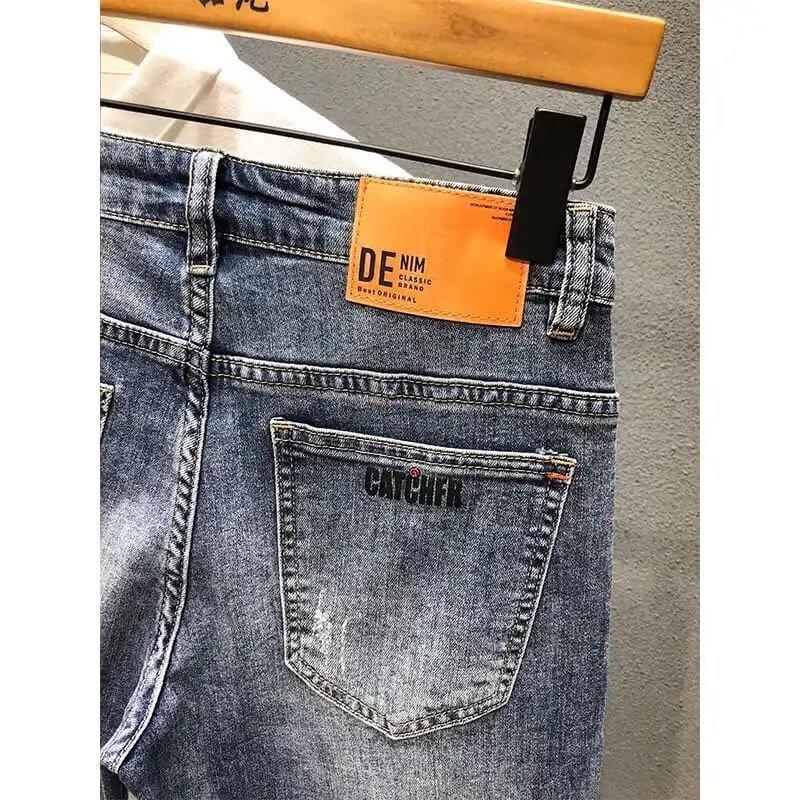 Trendige, vielseitige, lockere, gerade Jeans-Shorts, lässige Shorts für Herren