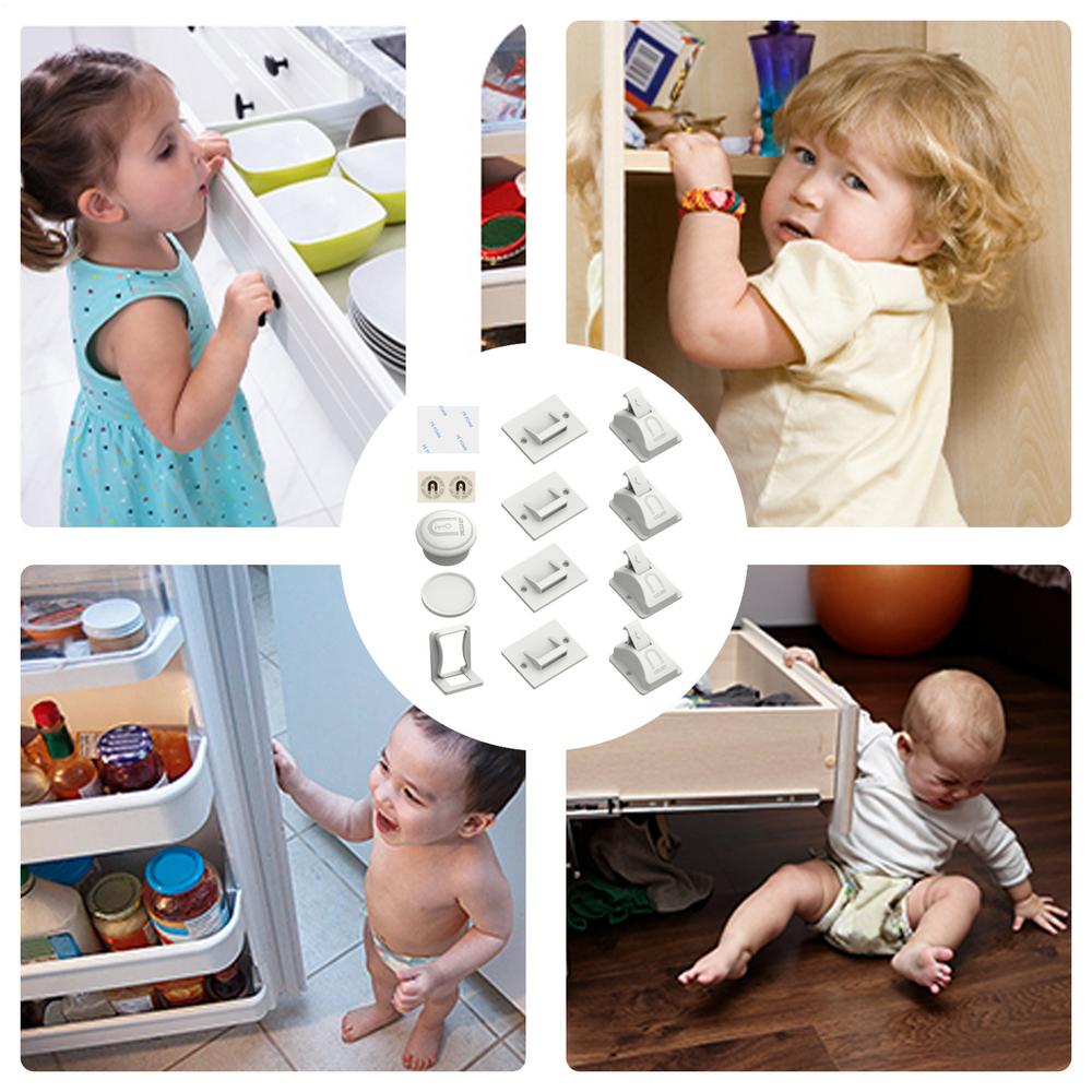Magnetic Cabinet Locks Invisible Drawer Lock Child Safety Cabinet Locks Baby Proofing Drawer Locks for Kitchen Cupboard Cabinet