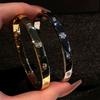 A Niche High-end Copper Micro Inlaid Zircon Bracelet for Female Couples, with a Plain Circle and Shiny Bracelet