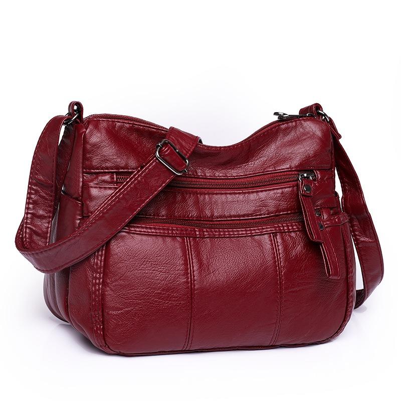 New Women's Bag Soft Leather Texture Messenger Bag Large Capacity Casual Shoulder Bag Simple Large Capacity Small Square Bag