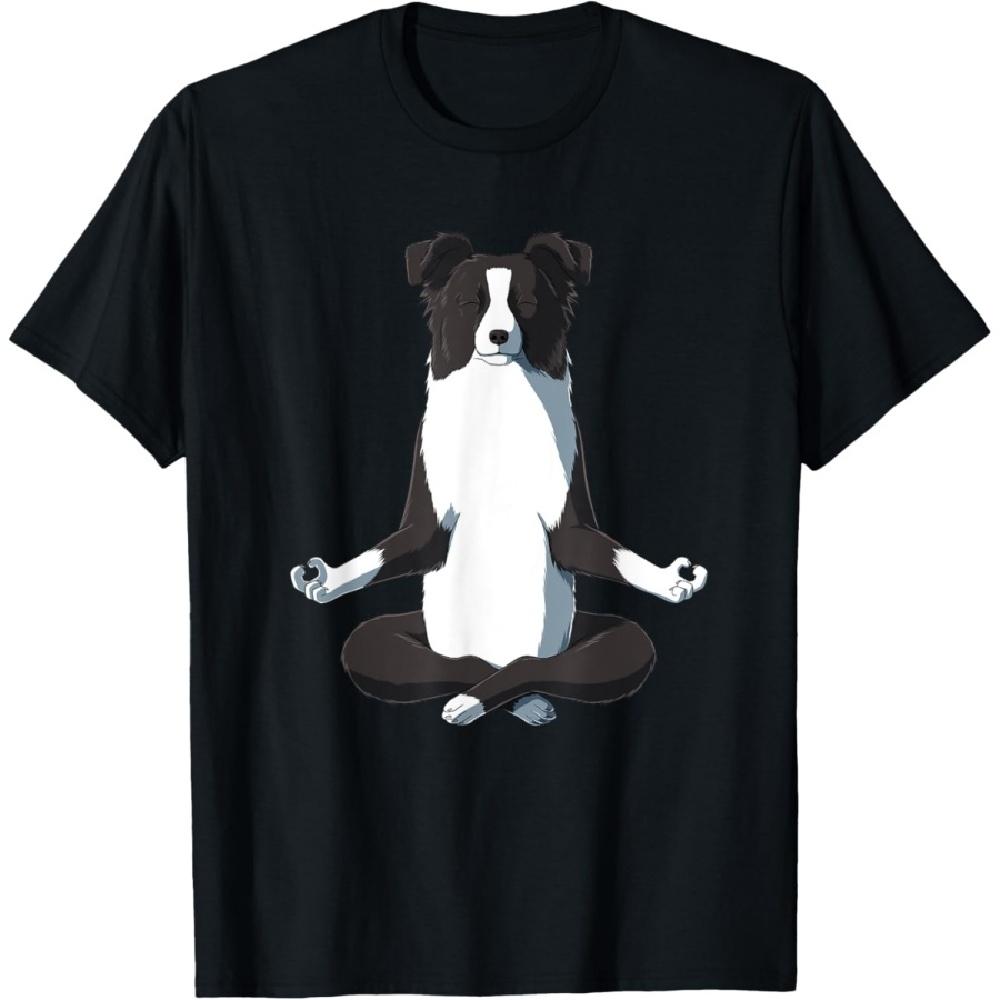 Funny Yoga Dog Border Collie T-Shirt for Men Women Girls Kids XXXXXL чёрный