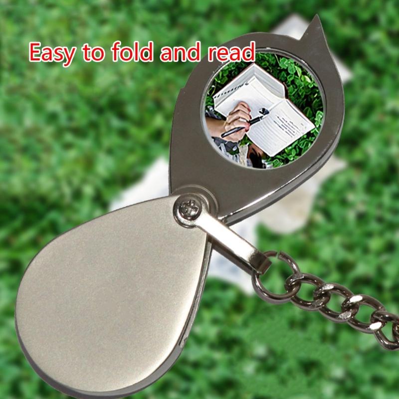 Pocket Magnifier with Keychain Portable 20X Metal Pocket Magnifying Glass