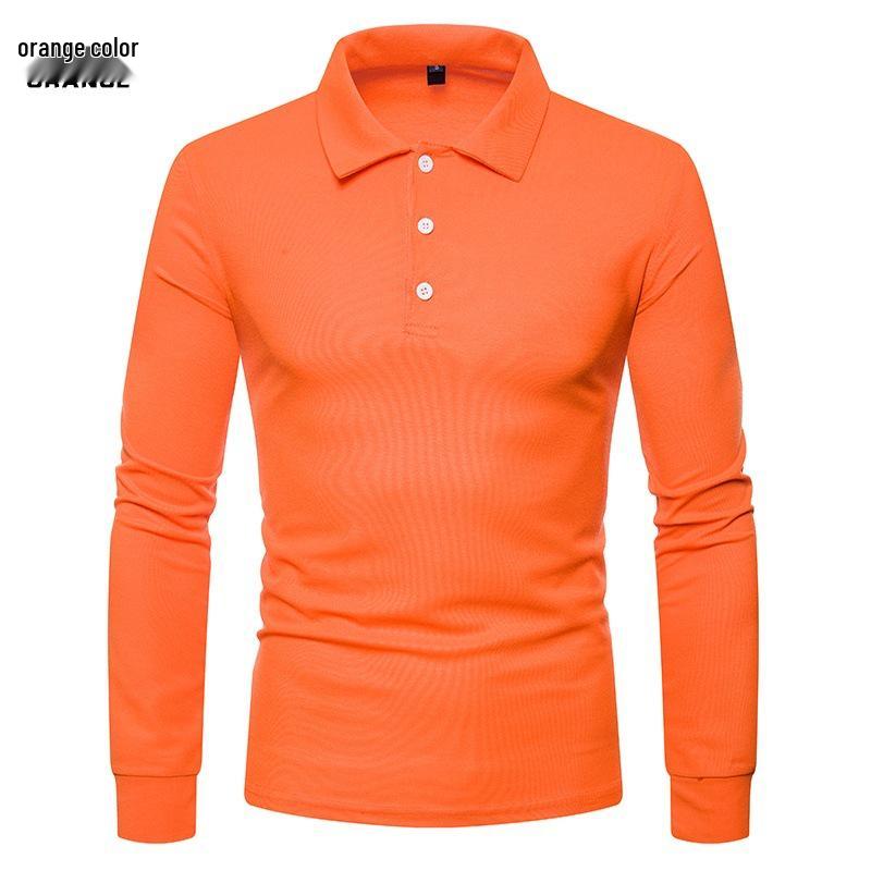 Autumn/Winter 2021 Men's Slim Fit Long Sleeve Polo with Color Turn-Down Collar