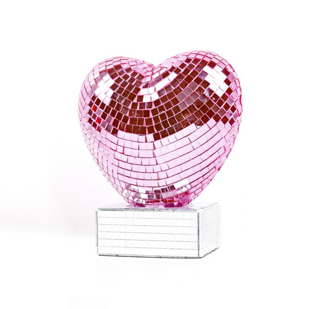 

Red/Pink Color Heart Shape Disco Ball Decoration Valentines Day Disco Ball Home Ornament