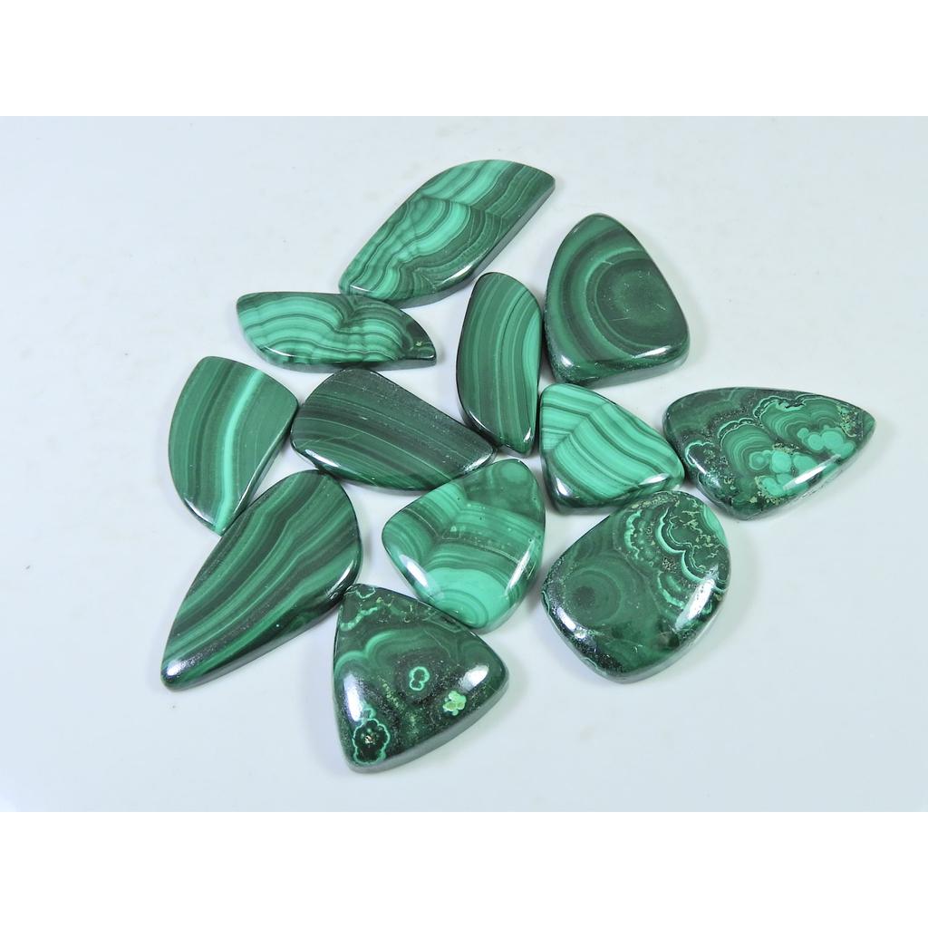 12Pcs Natural Green Malachite Fancy Cabochon Loose Gemstone 275Cts. Lot C-467