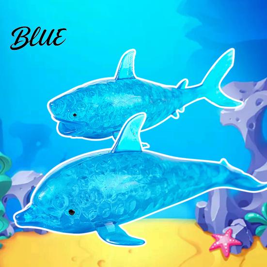 Shark Stress Toy Bead-Filled Squeeze Relief Blue Dolphin Sensory Kids Reliever Soft Ball Simulation Sea Animal Pinch Fidget Relaxation Hand