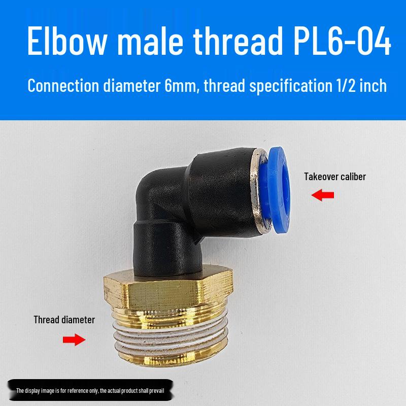 Trachea Connector PC8-02 Male Thread Quick Elbow Insert Pneumatic Throttle Valve
