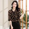 Top de Gasa Floral de Siete Mangas Versátil para Mujer