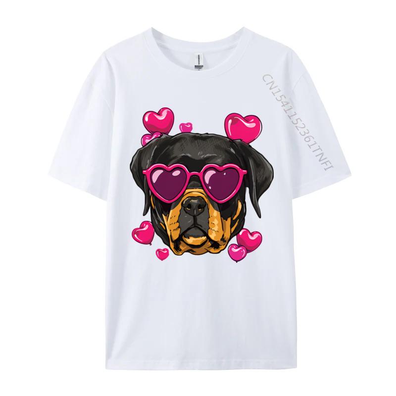Valentines Day Rottweiler Heart Couple Tshirt Graphic Printed Tshirt Fun Print Romantic Tshirt Luxury Designer S