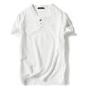 Premium Quality Men Brief T-shirt Summer V-neck Cotton Linen Blouse Top Tee Shirt Plus Size