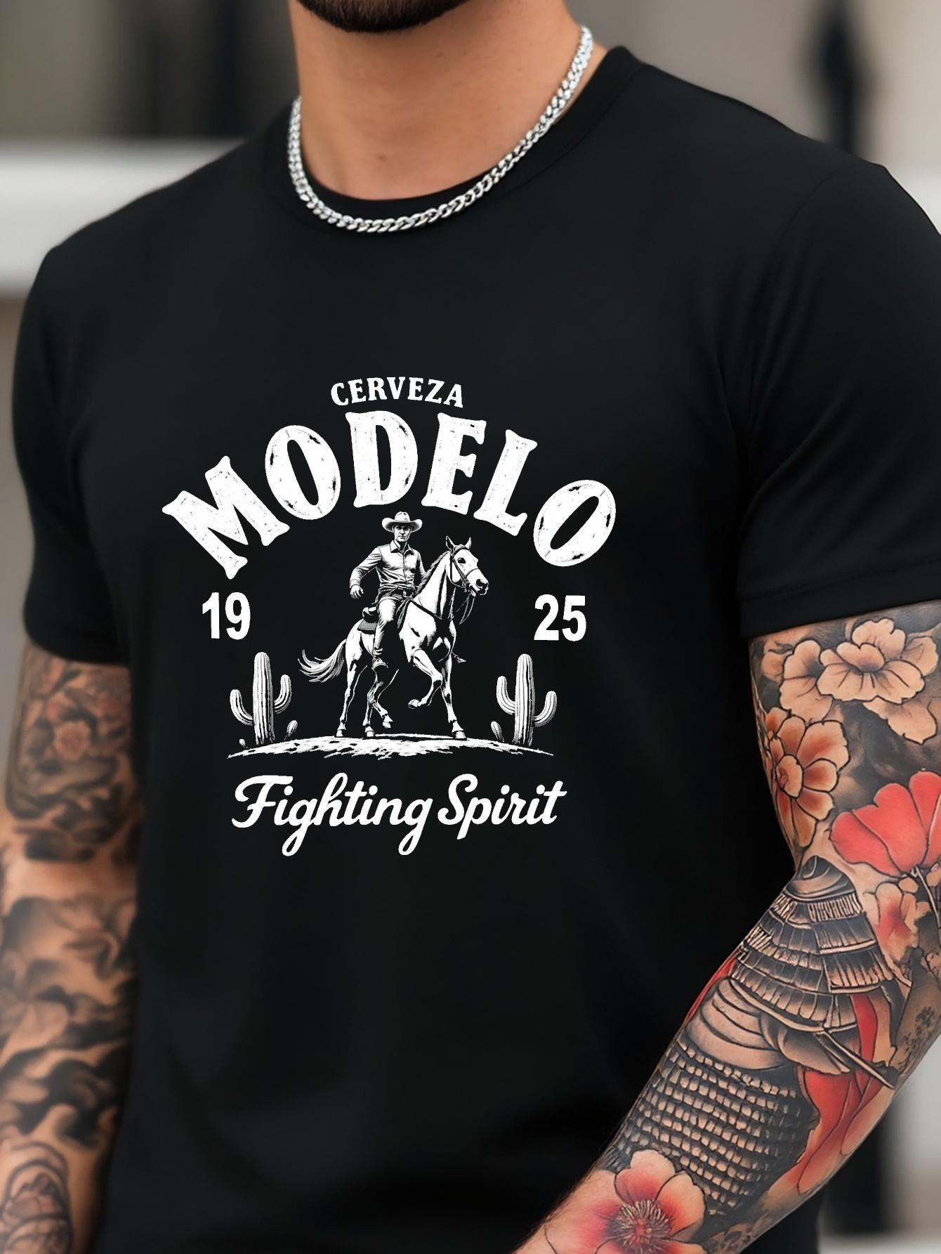 

62612 Cotton Blend T-shirt - Summer Casual & Sports Wear with Bold Modelo 1925 Graphic Print XL