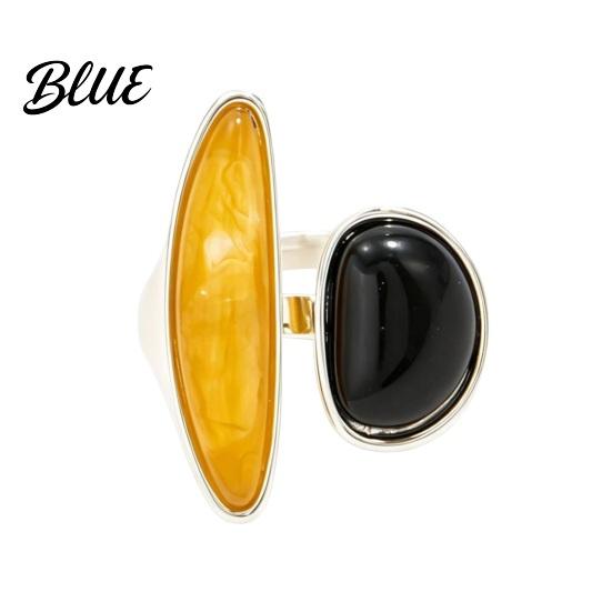 Resin Smudged Texture Ring Retro Style Finger Ring Adjustable Open