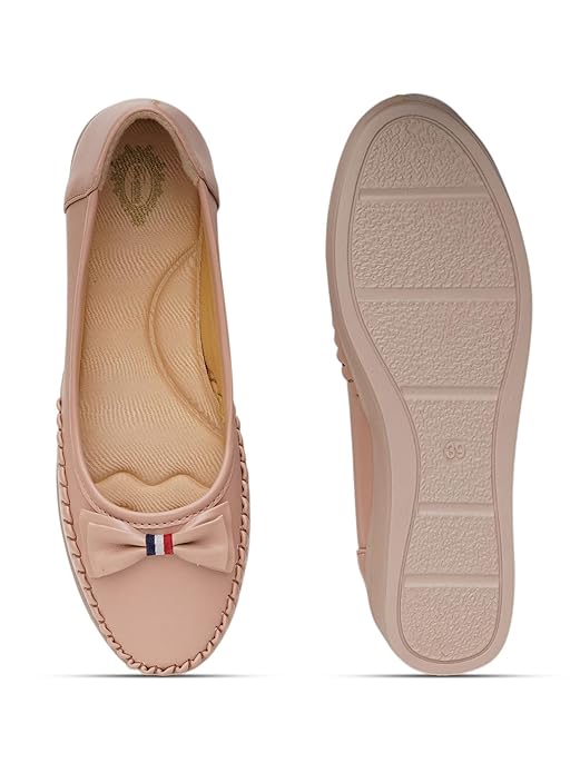 Shoetopia Womens Comfortable Loafers with Bow Design | Soft Cushion Sole | Stylish Casual Slip-On Flats for Daily Footwear